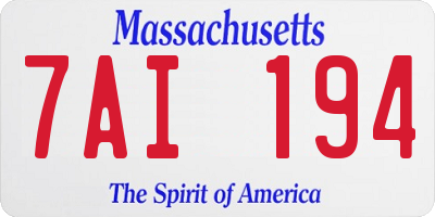 MA license plate 7AI194