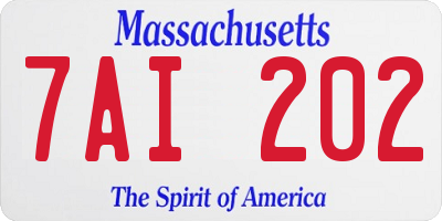 MA license plate 7AI202