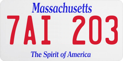 MA license plate 7AI203