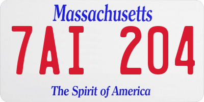 MA license plate 7AI204