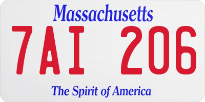 MA license plate 7AI206