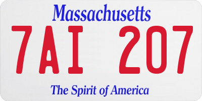 MA license plate 7AI207