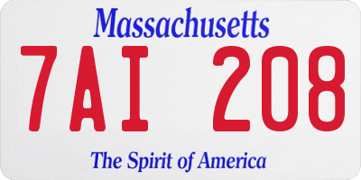 MA license plate 7AI208