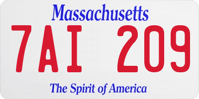 MA license plate 7AI209