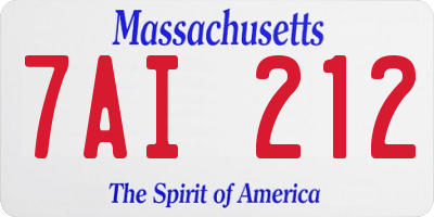 MA license plate 7AI212
