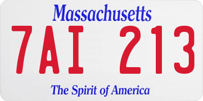 MA license plate 7AI213