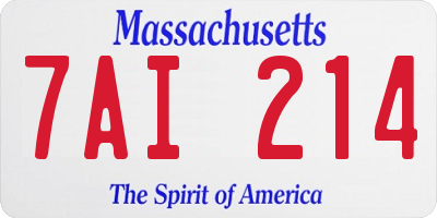 MA license plate 7AI214