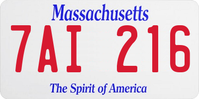 MA license plate 7AI216