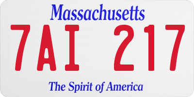 MA license plate 7AI217
