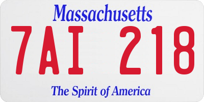 MA license plate 7AI218