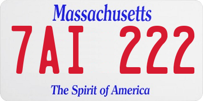 MA license plate 7AI222
