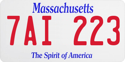 MA license plate 7AI223