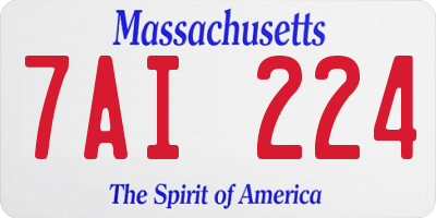 MA license plate 7AI224