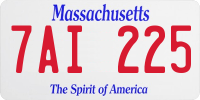 MA license plate 7AI225