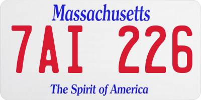 MA license plate 7AI226