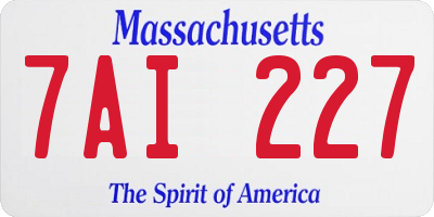 MA license plate 7AI227