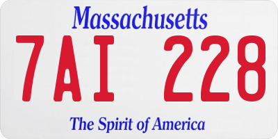 MA license plate 7AI228