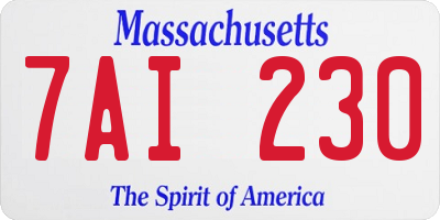 MA license plate 7AI230
