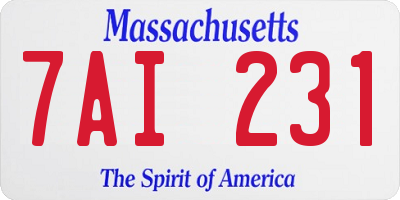 MA license plate 7AI231