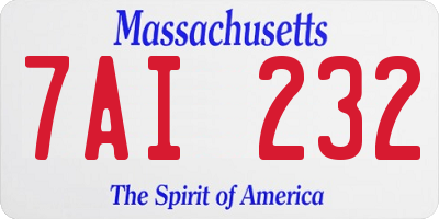 MA license plate 7AI232