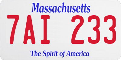 MA license plate 7AI233