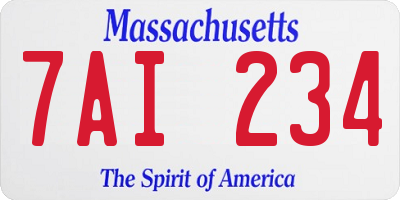 MA license plate 7AI234