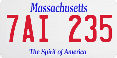 MA license plate 7AI235