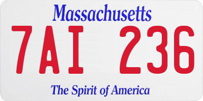 MA license plate 7AI236