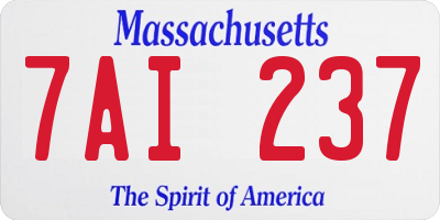 MA license plate 7AI237
