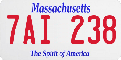 MA license plate 7AI238