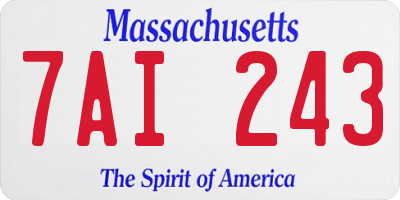 MA license plate 7AI243
