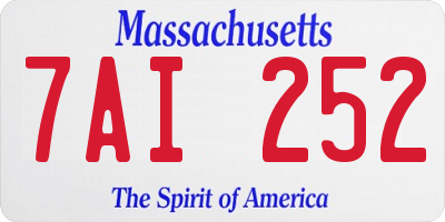 MA license plate 7AI252
