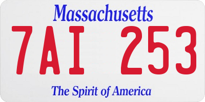MA license plate 7AI253