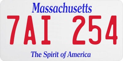 MA license plate 7AI254