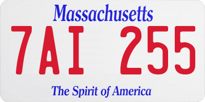 MA license plate 7AI255