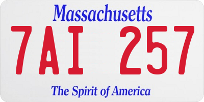 MA license plate 7AI257