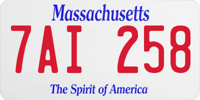 MA license plate 7AI258