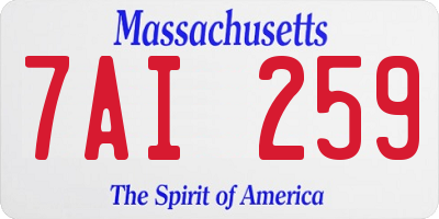 MA license plate 7AI259