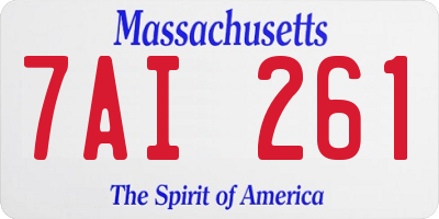 MA license plate 7AI261