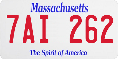 MA license plate 7AI262