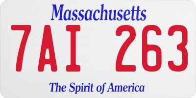 MA license plate 7AI263