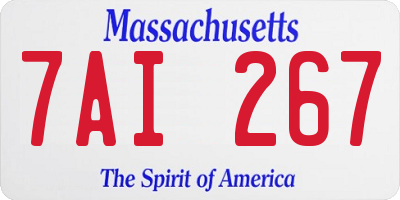 MA license plate 7AI267
