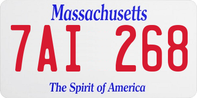 MA license plate 7AI268