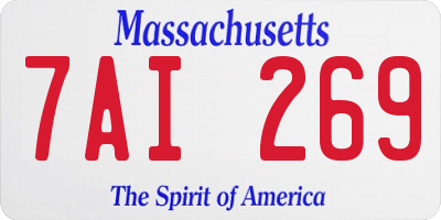 MA license plate 7AI269