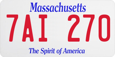 MA license plate 7AI270