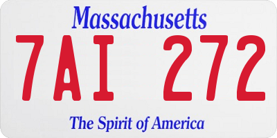 MA license plate 7AI272