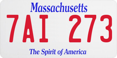 MA license plate 7AI273