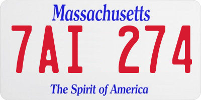 MA license plate 7AI274