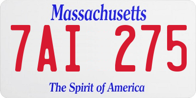 MA license plate 7AI275