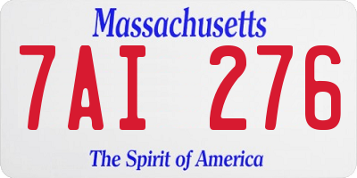 MA license plate 7AI276